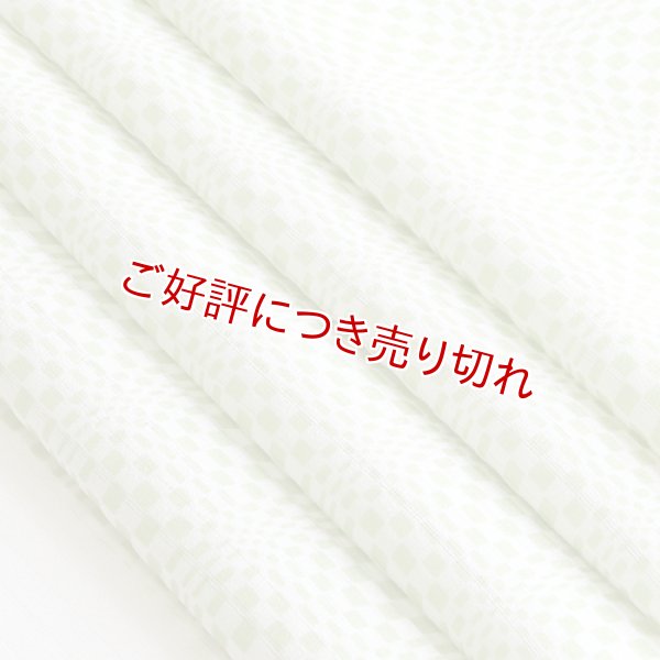画像1: 帯揚げ　絽白地モダン市松　アップルグリーン（03） (1)