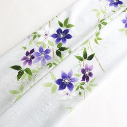 画像1: 夏物手描き帯揚げ　鉄線（ブルーグレー）