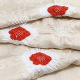 絞り帯揚げ　輪出し白場取り小花　練色（ねりいろ）／黄櫨染（こうろぜん）（15）