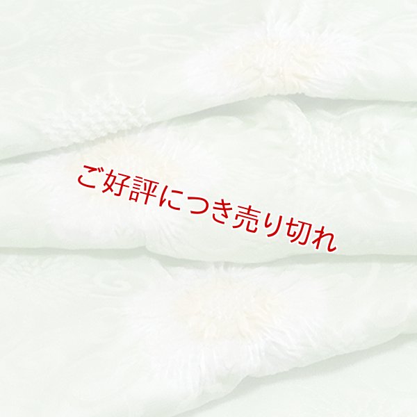 画像1: 帯揚げ　輪出し白場取り小花　薄萌葱（うすもえぎ）／女郎花（おみなえし） （12） (1)