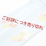 手描友禅帯揚げ　バタフライガーデン（ブルー）