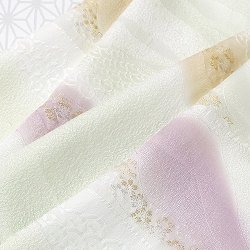 画像1: 帯揚げ　金銀縫取二色遠山霞　白緑・亜麻色・浅紫（04）