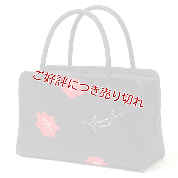画像1: あおりバッグ　輪出し吹き寄せ　漆黒／臙脂 (1)