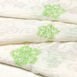 画像1: 帯揚げ　絽輪出し白地桔梗 　淡萌黄（うすもえぎ）（05）