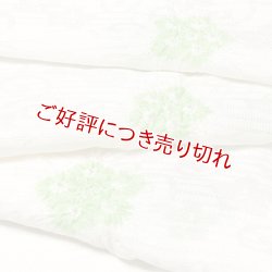画像1: 帯揚げ　絽輪出し白地桔梗 　淡萌黄（うすもえぎ）（05）