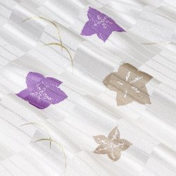 画像1: 帯揚げ　絽二色桔梗に露芝　二藍（ふたあい）／白橡（しろつるばみ）（05）