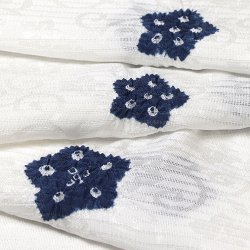画像1: 帯揚げ　絽輪出し白地桔梗 　紺青（こんじょう）（08）