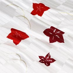 画像1: 帯揚げ　絽二色桔梗に露芝　深赤・臙脂（01）