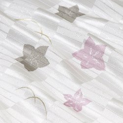画像1: 帯揚げ　絽二色桔梗に露芝　利休白茶（りきゅうしろちゃ）／紅藤色（べにふじいろ）（06）
