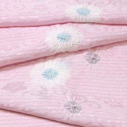 画像1: 帯揚げ　絽輪出し白場取り菊花 　撫子色（なでしこいろ）（01）