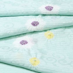 画像1: 帯揚げ　絽輪出し白場取り菊花 　白藍（しらあい）（10）
