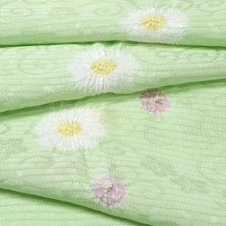 画像1: 帯揚げ　絽輪出し白場取り菊花 　夏虫色（なつむしいろ）（04）
