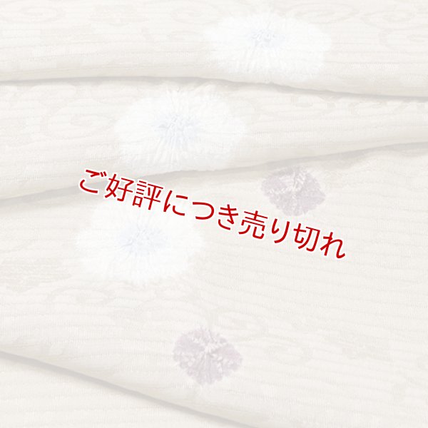 画像1: 帯揚げ　絽輪出し白場取り菊花 　白橡（しろつるばみ）（06） (1)