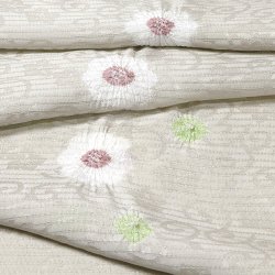 画像1: 帯揚げ　絽輪出し白場取り菊花 　白鼠（しろねず）（07）