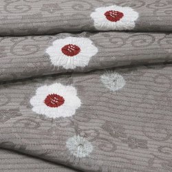 画像1: 帯揚げ　絽輪出し白場取り菊花 　源氏鼠（げんじねず）（08）