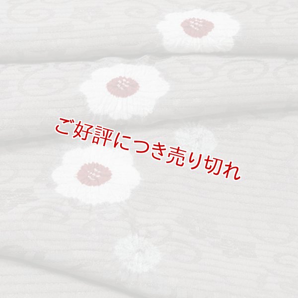画像1: 帯揚げ　絽輪出し白場取り菊花 　源氏鼠（げんじねず）（08） (1)