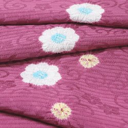 画像1: 帯揚げ　絽輪出し白場取り菊花 　梅紫（うめむらさき）（03）