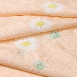 画像1: 帯揚げ　絽輪出し白場取り菊花 　虹色（にじいろ）（02）