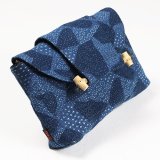 紳士用　キモノウエストポーチ　裂取り（藍染め）
