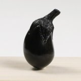黒檀根付　茄子（黒檀）【岡壱名入り】【桐箱付き】（2025年6月掲載）