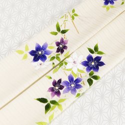 画像1: 夏物手描き帯揚げ　鉄線（オフホワイト）