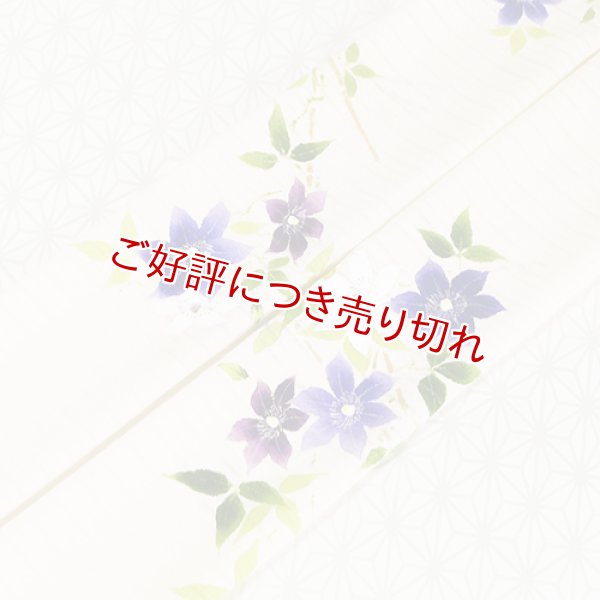 画像1: 夏物手描き帯揚げ　鉄線（オフホワイト） (1)