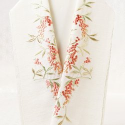 画像1: 刺繍半襟　南天　ホワイト（01）