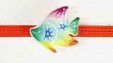 帯留め　紅型風熱帯魚