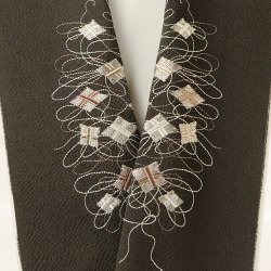画像1: 刺繍半襟　糸巻　焦茶（こげちゃ）（03）