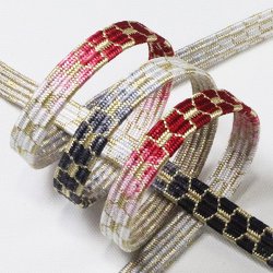 画像1: 帯締め　貝の口亀甲四色ぼかし　（05）