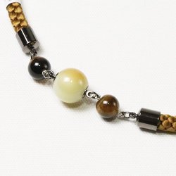 画像1: 紳士羽織紐　無双　マグネット　天然石／ラクト玉　金茶／トラ目石（01）