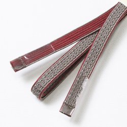 画像1: 四分紐　綾高麗耳付昼夜【A】　紫鼠（むらさきねず）／真紅（しんく）（12）