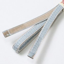 画像1: 四分紐　綾高麗耳付昼夜【A】　秘色色（ひそくいろ）／白茶（しらちゃ）（05）