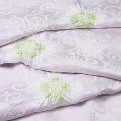 画像1: 帯揚げ　輪出し白場取り小花　白藤色（しらふじいろ）／裏葉柳（うらはやなぎ）（52）