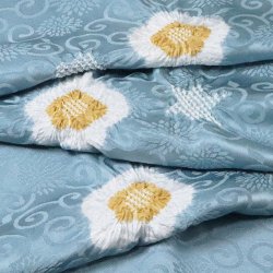 画像1: 帯揚げ　輪出し白場取り小花　舛花色（ますはないろ）／山吹茶（やまぶきちゃ）（53）