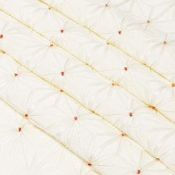 画像1: 帯揚げ　麻の葉ツマミ　オフホワイト／錆朱（さびしゅ）（50）