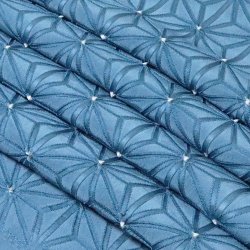 画像1: 帯揚げ　麻の葉ツマミ　藍色（あいいろ）／白（54）