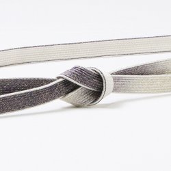 画像1: 帯締め　高麗耳付片胴ぼかし金散し　深紫（ふかむらさき）／練色（ねりいろ）（05）