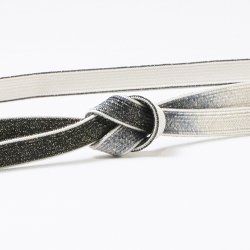 画像1: 帯締め　高麗耳付片胴ぼかし金散し　漆黒（しっこく）／潤色（うるみいろ）（07）