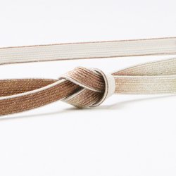 画像1: 帯締め　高麗耳付片胴ぼかし金散し　女郎花（おみなえし）／裏葉柳（うらはやなぎ）（02）