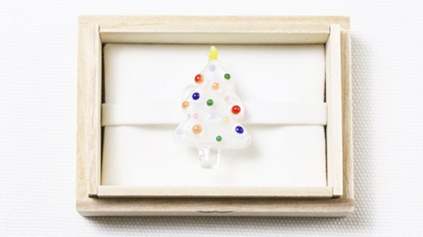 画像1: ガラス帯留め　クリスマスツリー（02） (1)