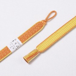 画像1: 羽織紐　女短　綾高麗耳付昼夜　深支子（こきくちなし）／花葉色（はなばいろ）（14）