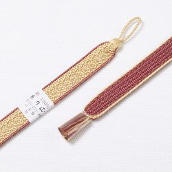 画像1: 羽織紐　女短　綾高麗耳付昼夜　亜麻色（あまいろ）／京紫（15）