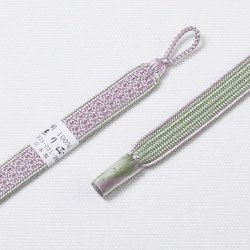 画像1: 羽織紐　女短　綾高麗耳付昼夜　薄葡萄（うすぶどう）／錆青磁（さびせいじ）（08）
