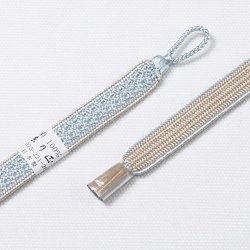 画像1: 羽織紐　女短　綾高麗耳付昼夜　秘色色（ひそくいろ）／白茶（しらちゃ）（05）