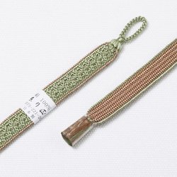 画像1: 羽織紐　女短　綾高麗耳付昼夜　山葵色（わさびいろ）／丁子茶（ちょうじちゃ）（04）