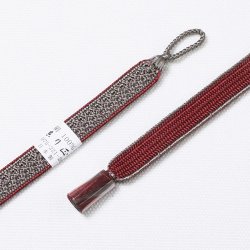 画像1: 羽織紐　女短　綾高麗耳付昼夜　紫鼠（むらさきねず）／真紅（しんく）（12）