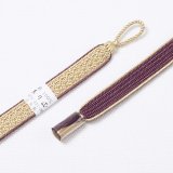 羽織紐　女短　綾高麗耳付昼夜　榛色（はしばみいろ）／蒲葡（えびぞめ）（11）