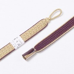 画像1: 羽織紐　女短　綾高麗耳付昼夜　榛色（はしばみいろ）／蒲葡（えびぞめ）（11）