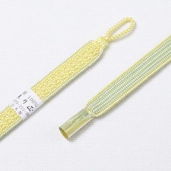 画像1: 羽織紐　女短　綾高麗耳付昼夜　刈安色（かりやすいろ）／夏虫色（なつむしいろ）（03）